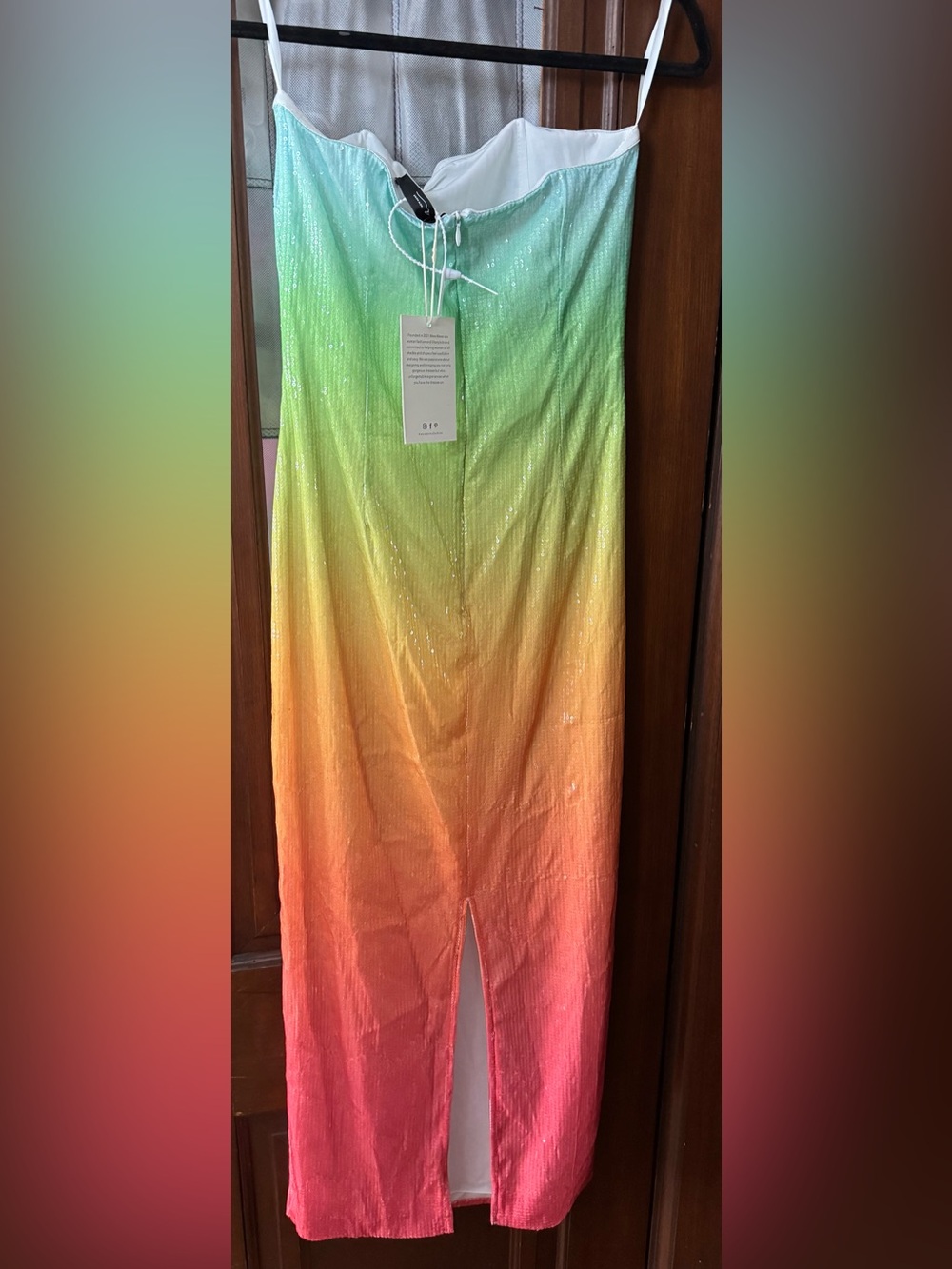 Mew Mews Shanti Strapless Sequin Ombre Maxi Dress size L - Picture 7 of 7